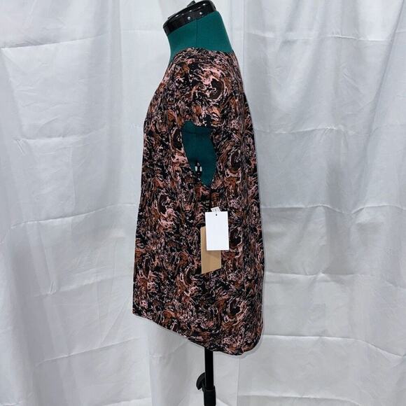 Halogen v-neck drape front neutral print blouse | Sz M, NWT - Picture 3 of 6
